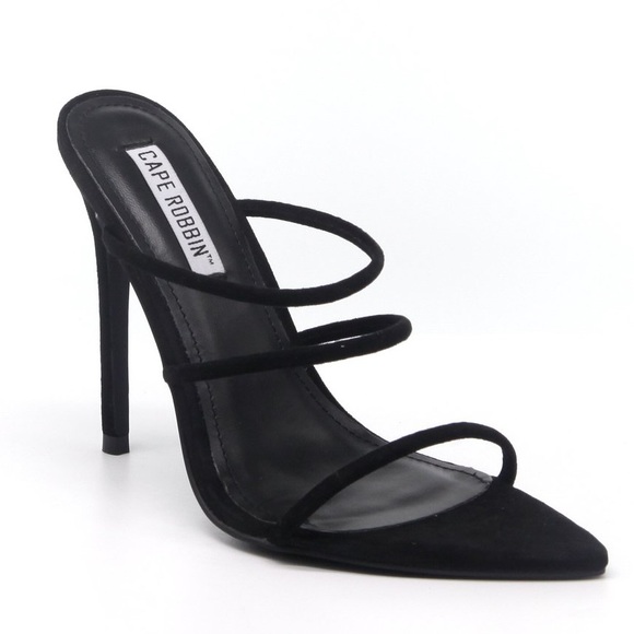 🖤 LAST ONE🖤 Black 3 Strap Pointed Stiletto Mules - Picture 2 of 3